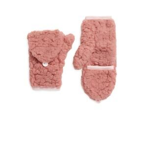 New pink convertible fleece mitten gloves